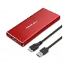 SSD puzdro QOLTEC 51831 USB 3.0 pre M.2 SATA disky až do 2 TB, červená, podporuje dĺžku 30 mm, až do 4 diskov