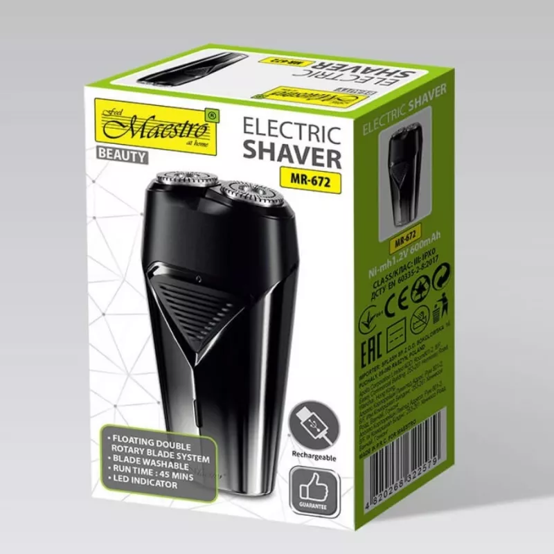 Elektrický holiaci strojček Maestro MR-672 USB nabíjateľný vodotesný – cestovný fóliový holiaci strojček