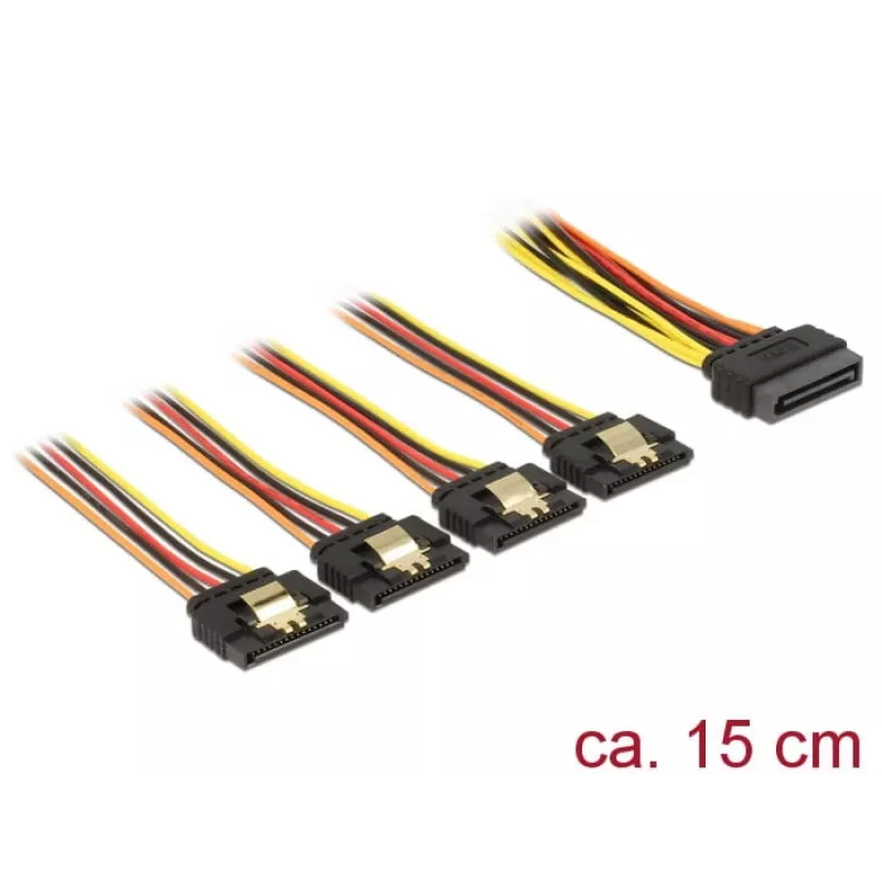 SATA kábel DeLOCK 60156 0,15 m SATA 15-pol 4 x SATA 15-pol viacfarebný