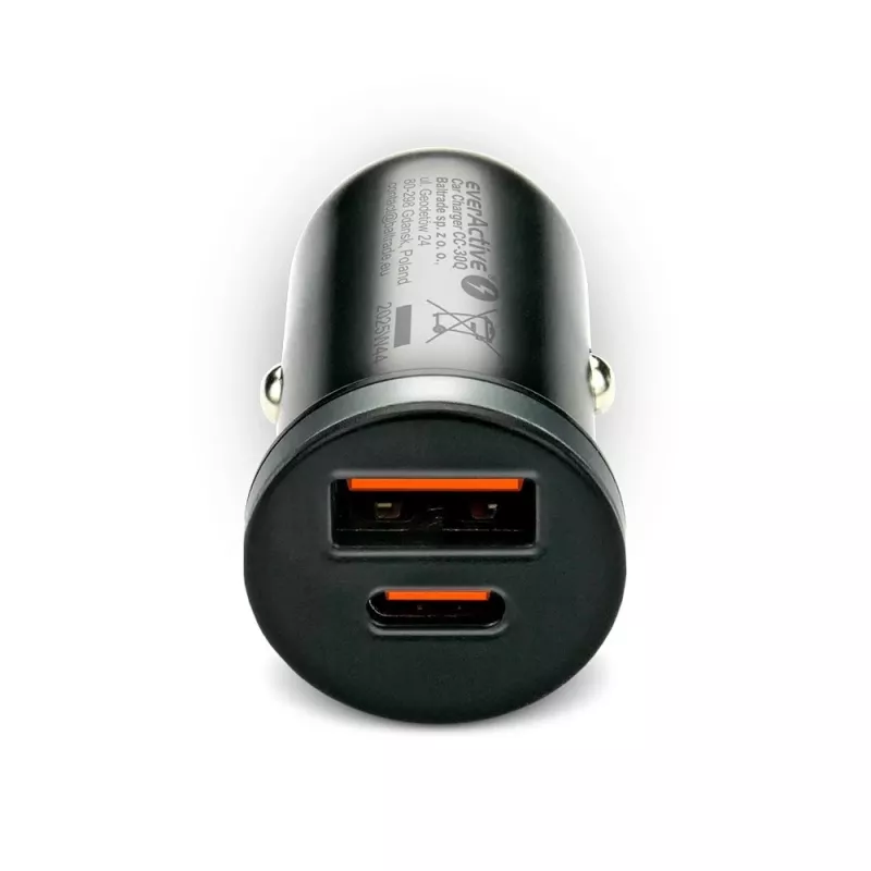 Auto nabíjačka everActive CC-30Q QC3.0 35W – 1x USB-A, 1x USB-C, rýchle nabíjanie