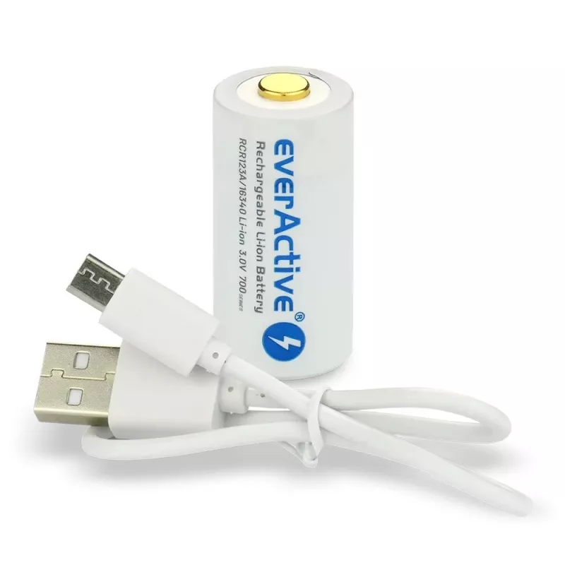 Nabíjateľná batéria everActive EV16340 700mAh 3V s funkciou nabíjania Micro-USB