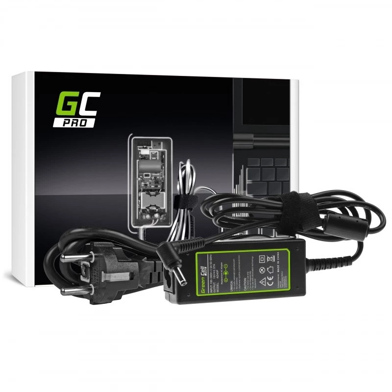 Napájací zdroj Green Cell AD40P 45W pre notebooky, 19V 2.37A, AC-DC, 100–240V vstup, čierny