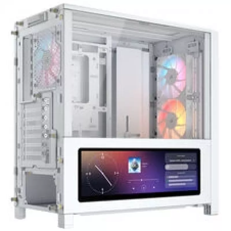 Corsair FRAME 4000D LCD RS PC skriňa, Midi-Tower, ATX, ARGB, tvrdené sklo - biela