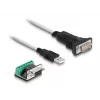DeLOCK 63465 Adaptér USB 2.0 Type-A na sériový RS-422/485, 6-pólová svorkovnica, 1,8 m, čierny/priehľadný