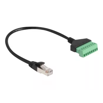 DeLOCK RJ45 kábel Cat.6 konektor samec na adaptér so svorkovnicou 30 cm čierny zelený