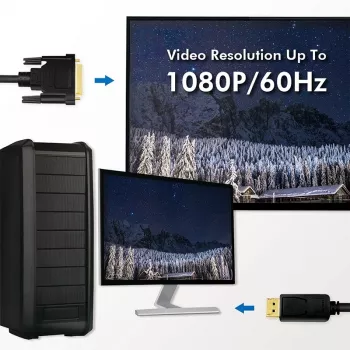 DisplayPort na DVI kábel, čierny, 5 m