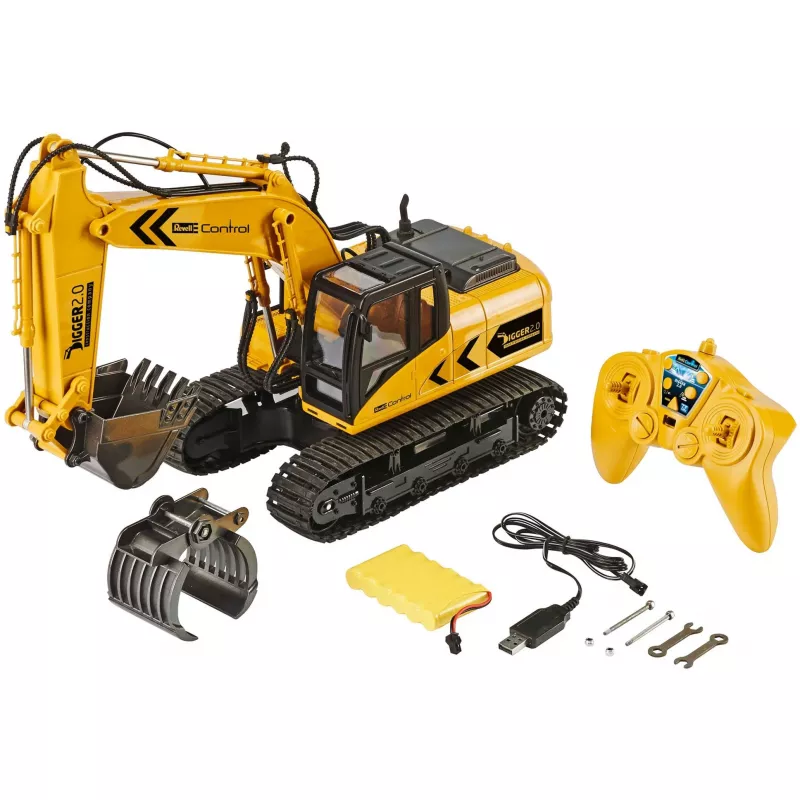 Revell Digger 2.0 - bager - elektromotor - 1:16 - Ready-to-Run (RTR) - čierna - žltá - Digger 2.0 (24924)