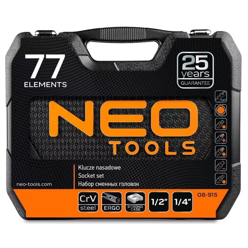 Nástrčný kľúč 1/4, 1/2, sada so 77, CrV