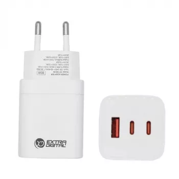 Nabíjačka EXTRA DIGITAL GaN 2x USB Type-C, USB Type-A: 65W, PPS