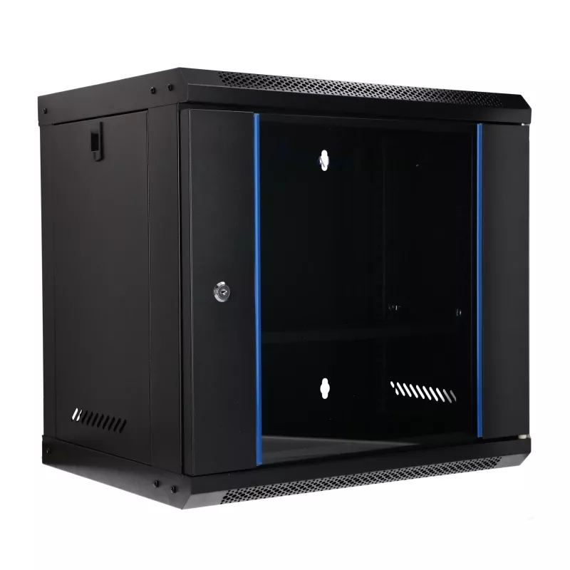 EXTRALINK LITE 9U 530X400 nástenný rack, čierny, s odkladacou policou