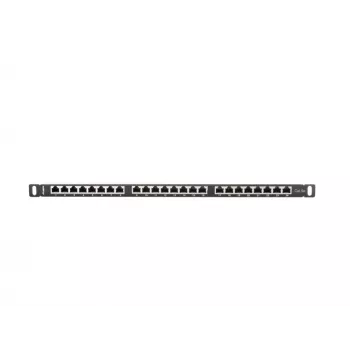 Patch panel LANBERG PPS5-0024-B 24-portový CAT5e, kov, 0,5 U, 445×99×22,3 mm, čierny
