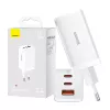 Nástenná nabíjačka Baseus GaN5 Pro 65W — USB + 2×USB-C (QC3.0, PD3.0) s 1m USB-C káblom, biela