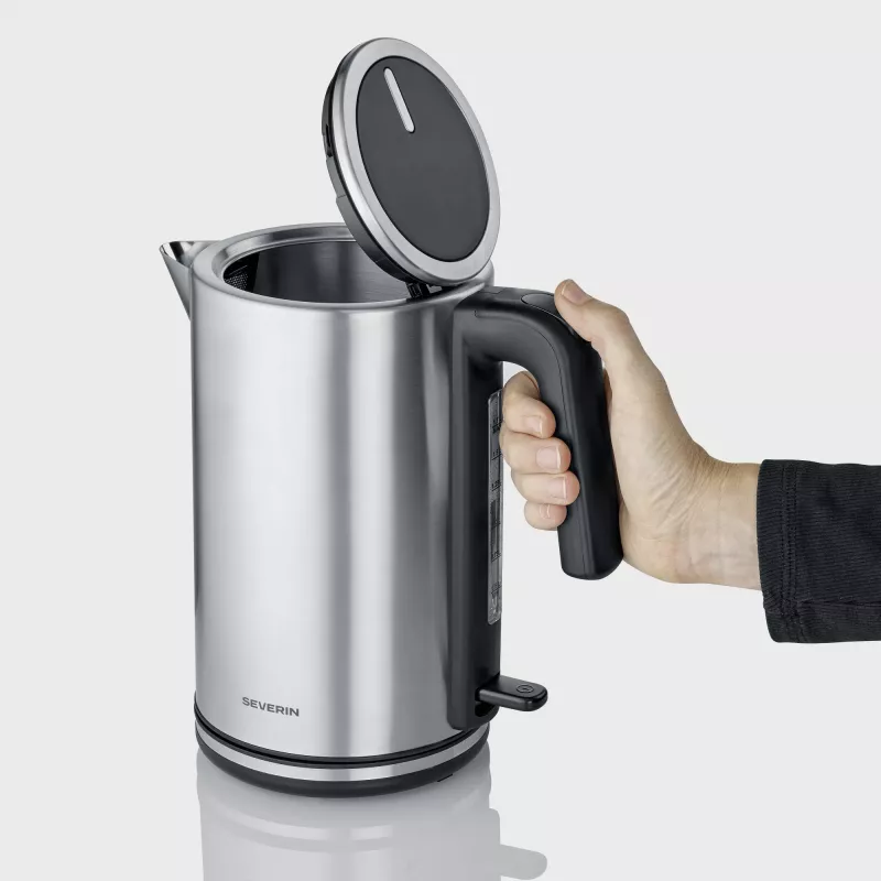 Rýchlovarná kanvica SEVERIN WK 3449 — 1,7 l, 2400 W, nerez/plast, čierno-strieborná