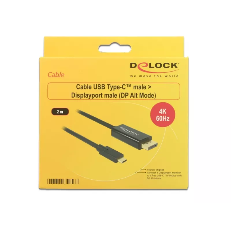 DeLOCK 85256 Videokábel adaptér 2 m USB Type-C DisplayPort čierny