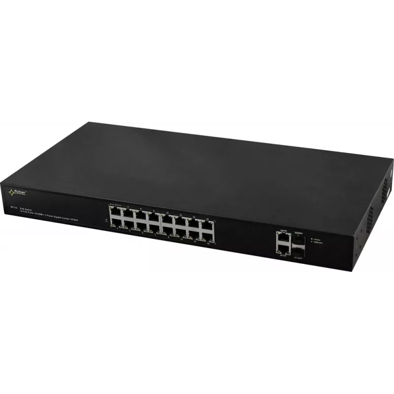 PULSAR SF116 sieťový switch Managed Fast Ethernet (10/100) Power over Ethernet (PoE) 1U čierny