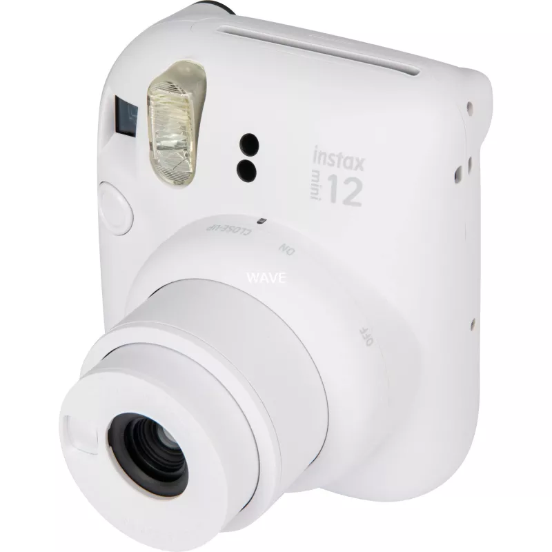 Instantná kamera Fujifilm Instax Mini 12 biela — výtlačky 86×54 mm, ohnisková vzdialenosť 60 mm, AA batéria