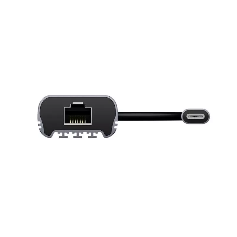 USB-C na RJ45 adaptér Unitek U1343AGY01 — 5 Gbit/s Ethernet, USB-C (konektor samec) na RJ45 (konektor samica), sivý, 0,15 m kábel