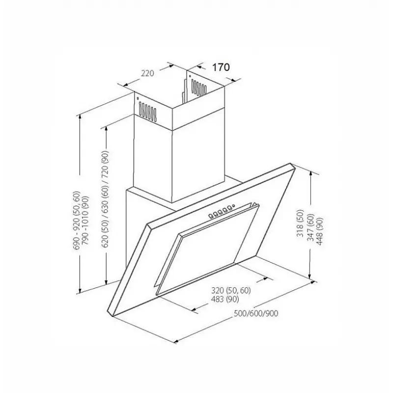 AKPO WK-4 čierny 2.0 50 biely T300 lineárny LED/ovládač digestor