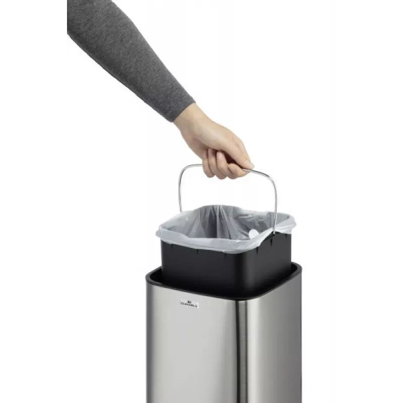 Odpadkový kôš Durable NO TOUCH 6L obdĺžnikový nerez strieborný čierny