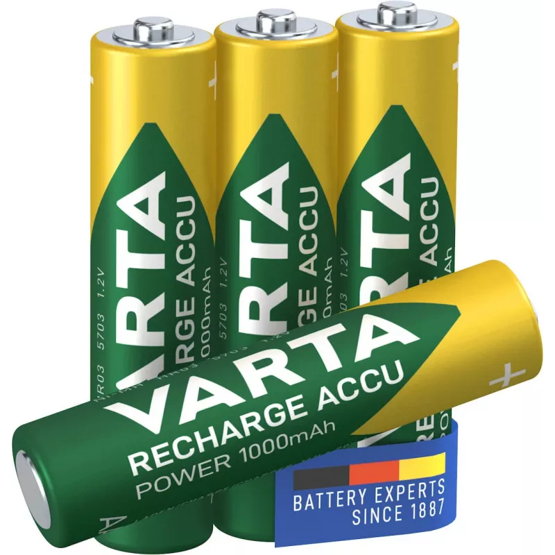 VARTA HR03 AAA Recharge Accu Power 1000 mAh 05703 akumulátory 4 ks zelená, žltá