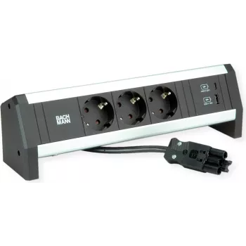 BACHMANN Desk1 3x zásuvka s ochranným kontaktom, USB nabíjačka, GST18 0,2m