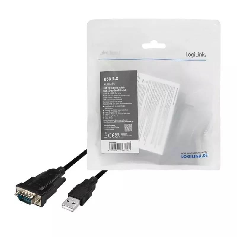 LogiLink AU0048A sériový kábel čierny 1,5 m USB A DB-9