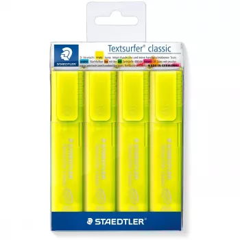 Marker Staedtler 364-1P WP4 klinová hrot žltý 4 kusy