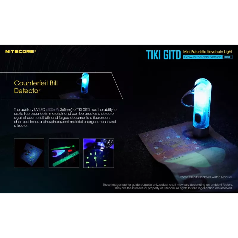 Nitecore TIKI GITD BLUE baterka, séria T, 300 lúmenov