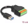 DeLOCK USB 3.2 Gen 1 kábel Type-A konektor samec na adaptér svorkovnice 15 cm