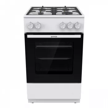 Voľne stojaci plynový sporák s rúrou Gorenje GG5A10WFFM — 4-horákový varný panel, 70 l rúra, smaltovaný povrch, biela