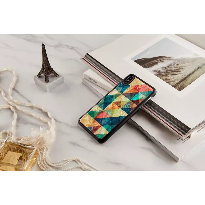 Puzdro na telefón iKins pre iPhone XS Max — mozaikový vzor, čierna