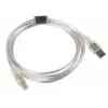 USB 2.0 kábel LANBERG CA-USBA-12CC-0018-TR, USB A (konektor samec) na USB B (konektor samec), 1,8 m, transparentná