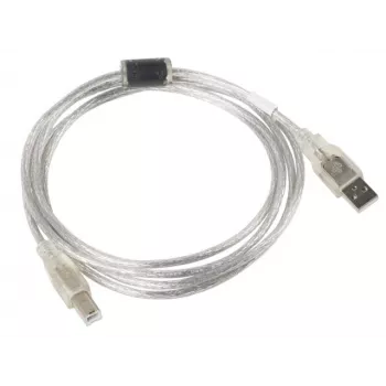 USB 2.0 kábel LANBERG CA-USBA-12CC-0018-TR, USB A (konektor samec) na USB B (konektor samec), 1,8 m, transparentná