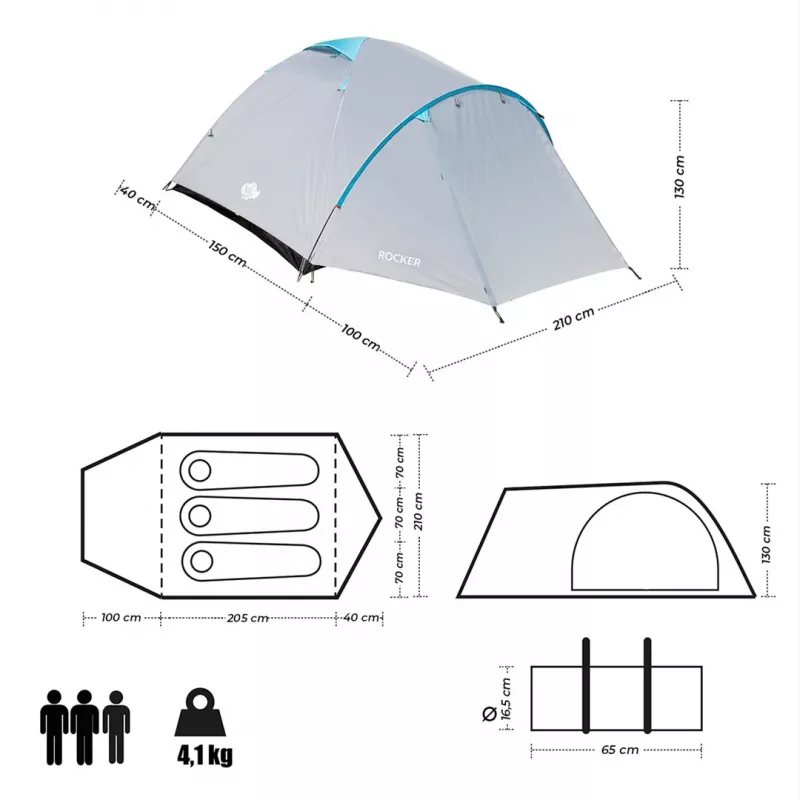 NILS CAMP ROCKER NC6013 3-miestny stan