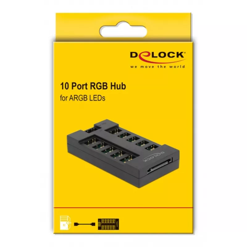 Delock - RGB LED svetelný hub - 10 portov - čierny (64128)
