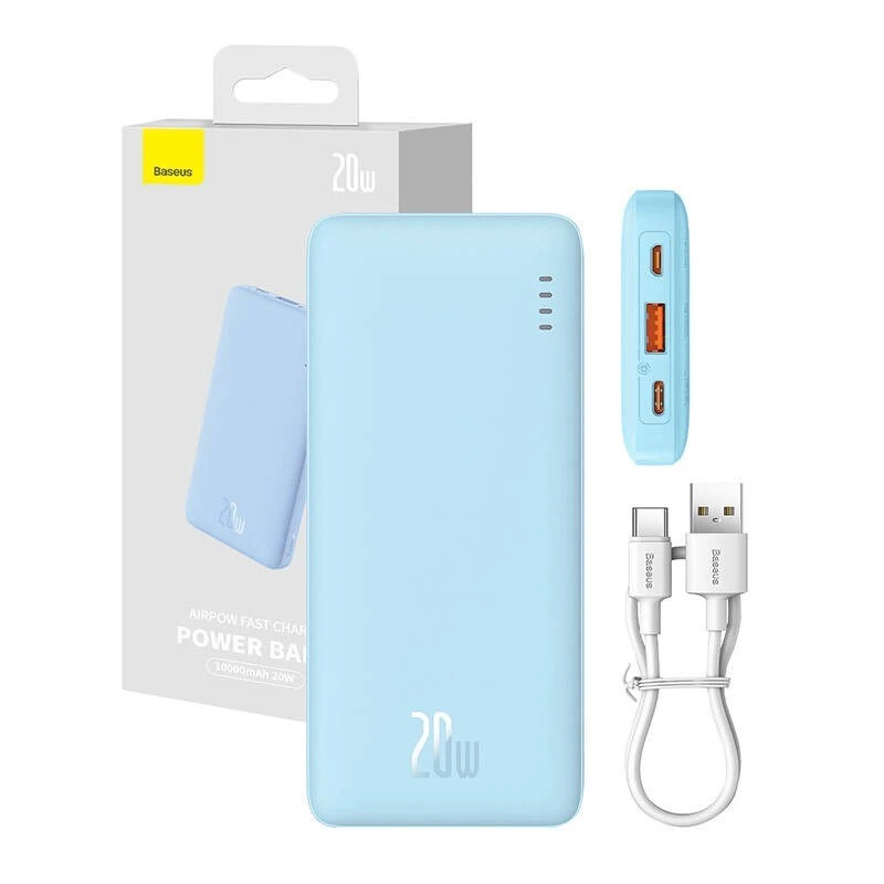Prenosná powerbank Baseus Airpow 10000 mAh, 20W, LiPo, USB-C + USB-A, modrá