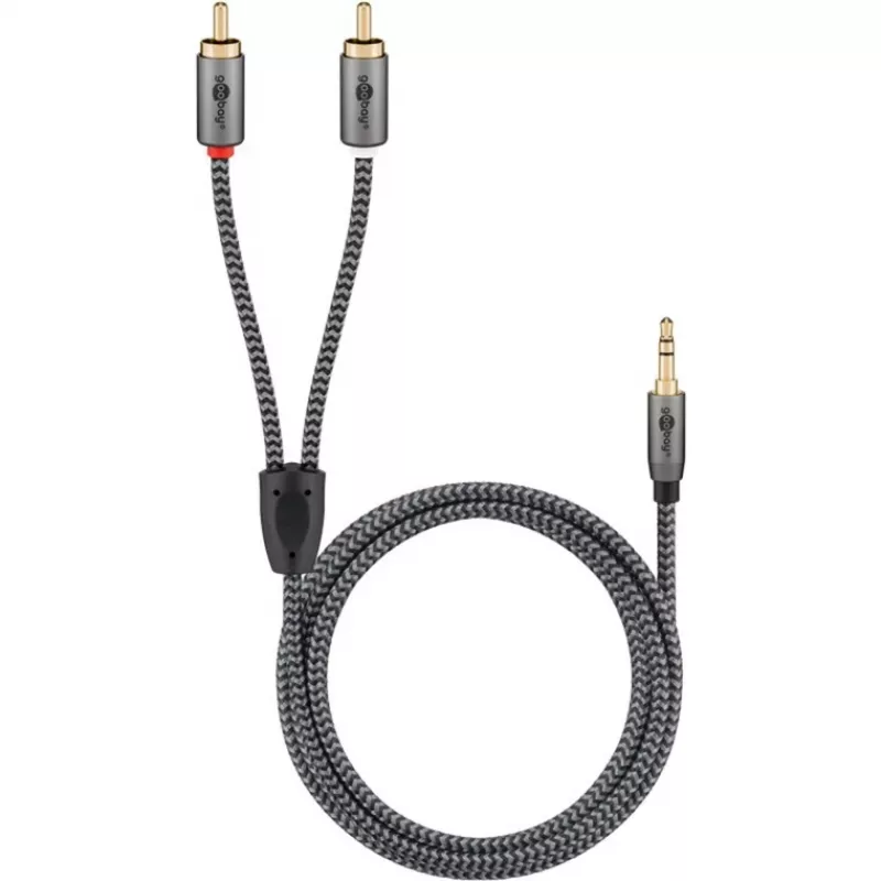 Goobay 65284. Konektor 1: 3.5mm, pohlavie konektora 1: samec, konektor 2: 2 x RCA, pohlavie konektora 2: samec, materiál kábla: K