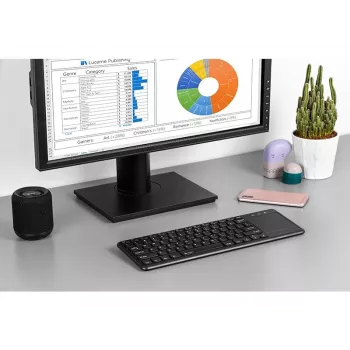 Bezdrôtová klávesnica RF TRACER TRAKLA46367 — plná veľkosť, membránová, touchpad, 2,4 GHz, čierna