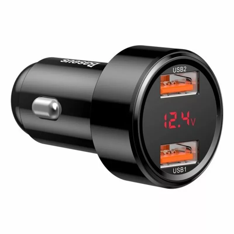 Baseus Magic CCMLC20A-01 autonabíjačka, 2x USB-A QC 3.0, 45 W, 6 A, displej napätia, čierna