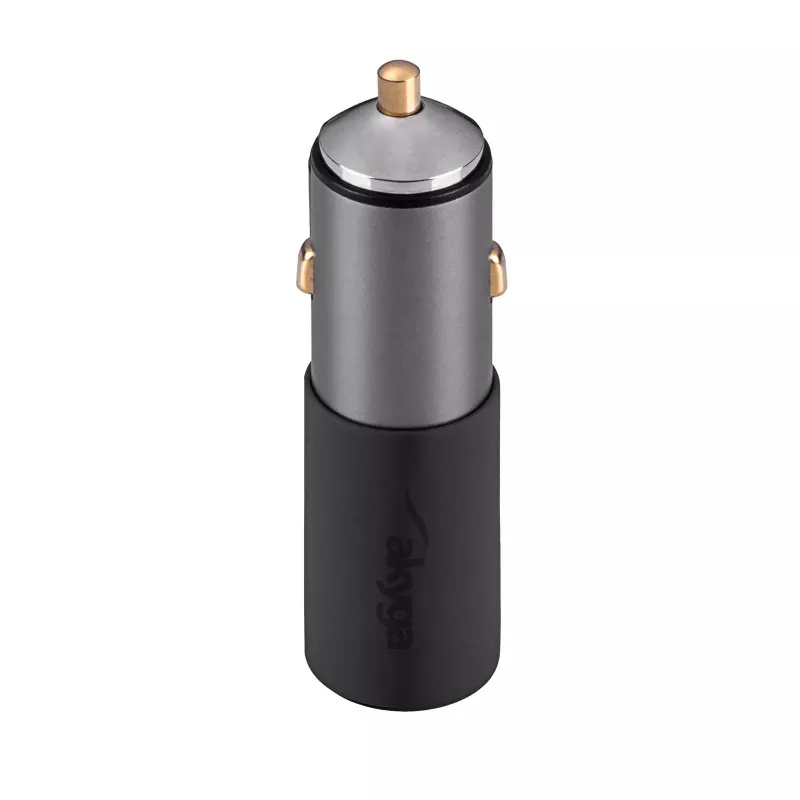 Akyga AK-CH-26 GaN autonabíjačka 12/24 V, 100 W, USB-C PD 3.0 + USB-A QC 3.0, sivá