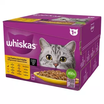 Mokré krmivo pre mačky Whiskas Poultry Feast 24×85 g — dospelé mačky, hydina (moriak), 24 vrecúšok