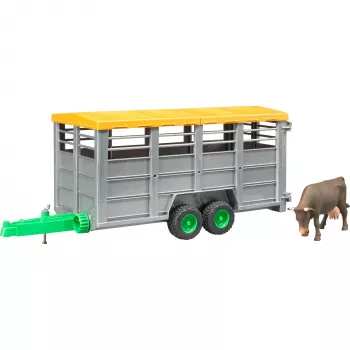 Vešiak na kravy s 1 modelom kravy príslušenstvo, BRUDER, mierka 1:16, plast, zelená/sivá