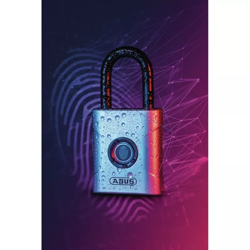 ABUS Touch 57/45 biometrický visiaci zámok 62575, snímač odtlačkov prstov, 45 mm, IP66/IP68, odolný voči poveternostným vplyvom, strieborný