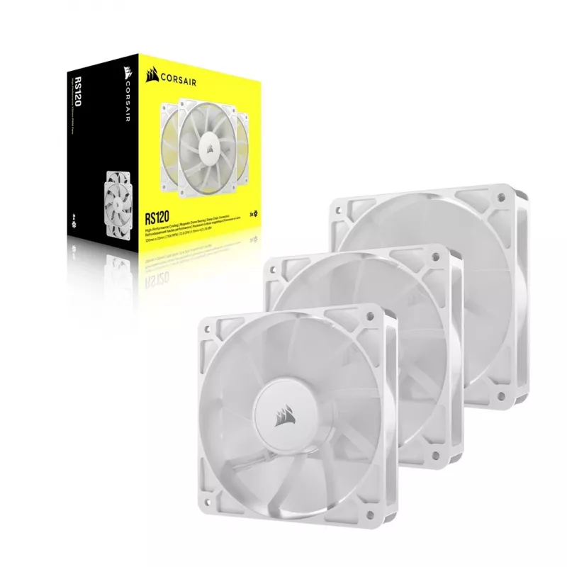 Corsair RS120 PWM ventilátory do skrinky, balenie 3 ks, 120 mm, biele, CO-9050193-WW