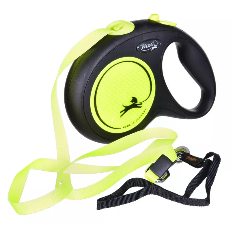 FLEXI nový Neon L – navíjacie vodítko – 5 m