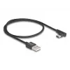 DeLOCK USB 2.0 kábel Type-A konektor samec na USB Type-C konektor samec zahnutý 0,5 m čierny