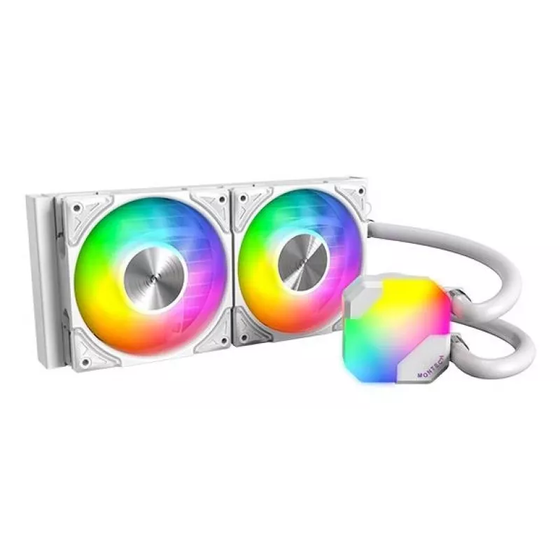 AIO vodné chladenie Montech Hyper Flow ARGB 240 mm biele — 240 mm radiátor, ARGB osvetlenie, biele prevedenie