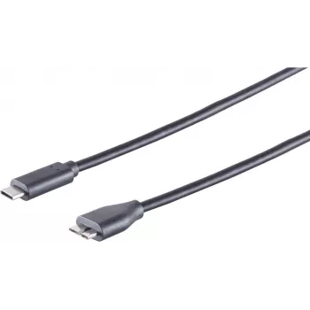 S/CONN 77142-1.0 USB 3.2 Gen 2 1 m USB-C na Micro-USB B kábel čierny