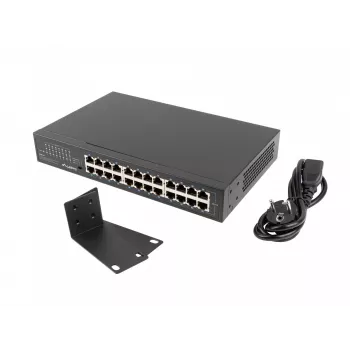 Neřízený switch LANBERG RSGE-24 — 24× Gigabit Ethernet 1U, rack-montovateľný, čierna