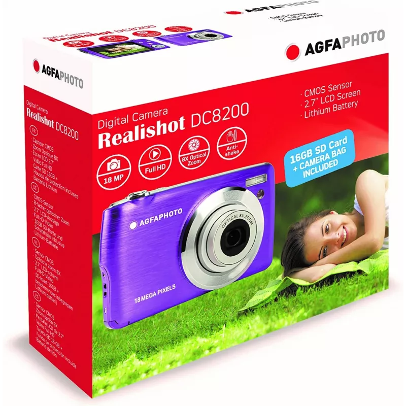 Agfa Photo DC8200 fialový + puzdro + SD karta 16 GB